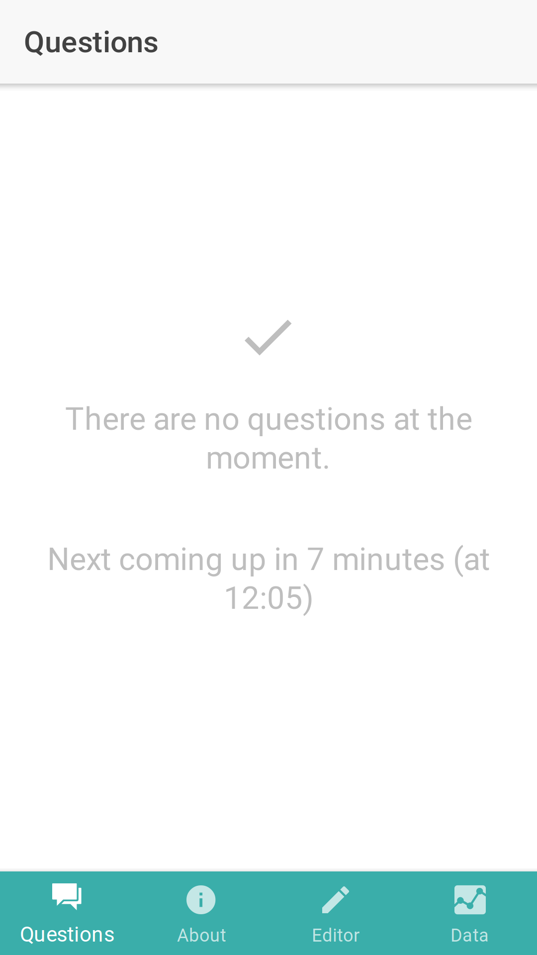 screenshot of app while no questions